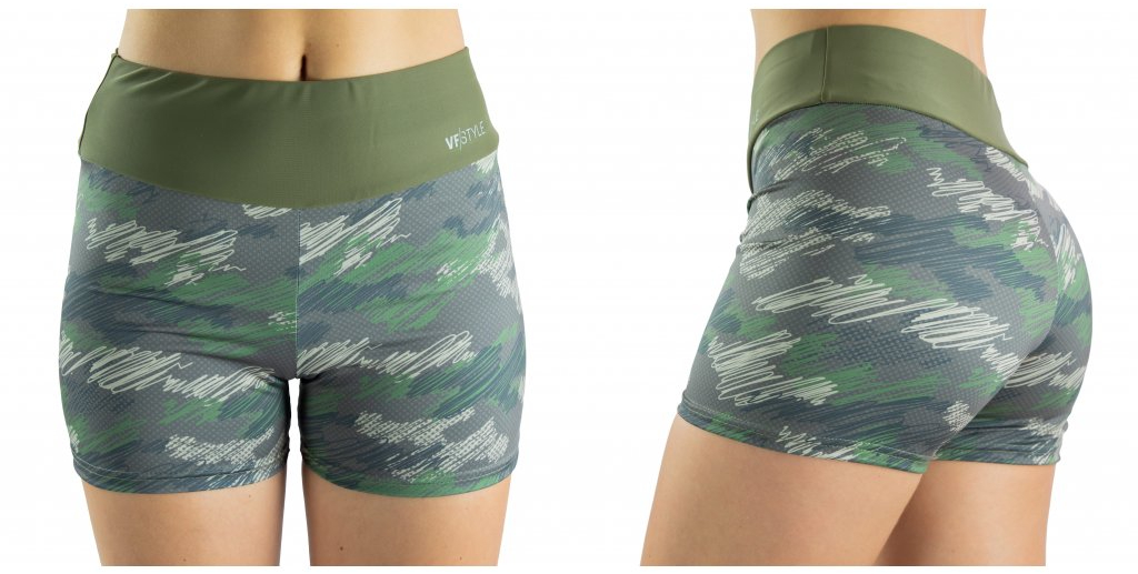 Női sport mini rövidnadrág Camo zöld